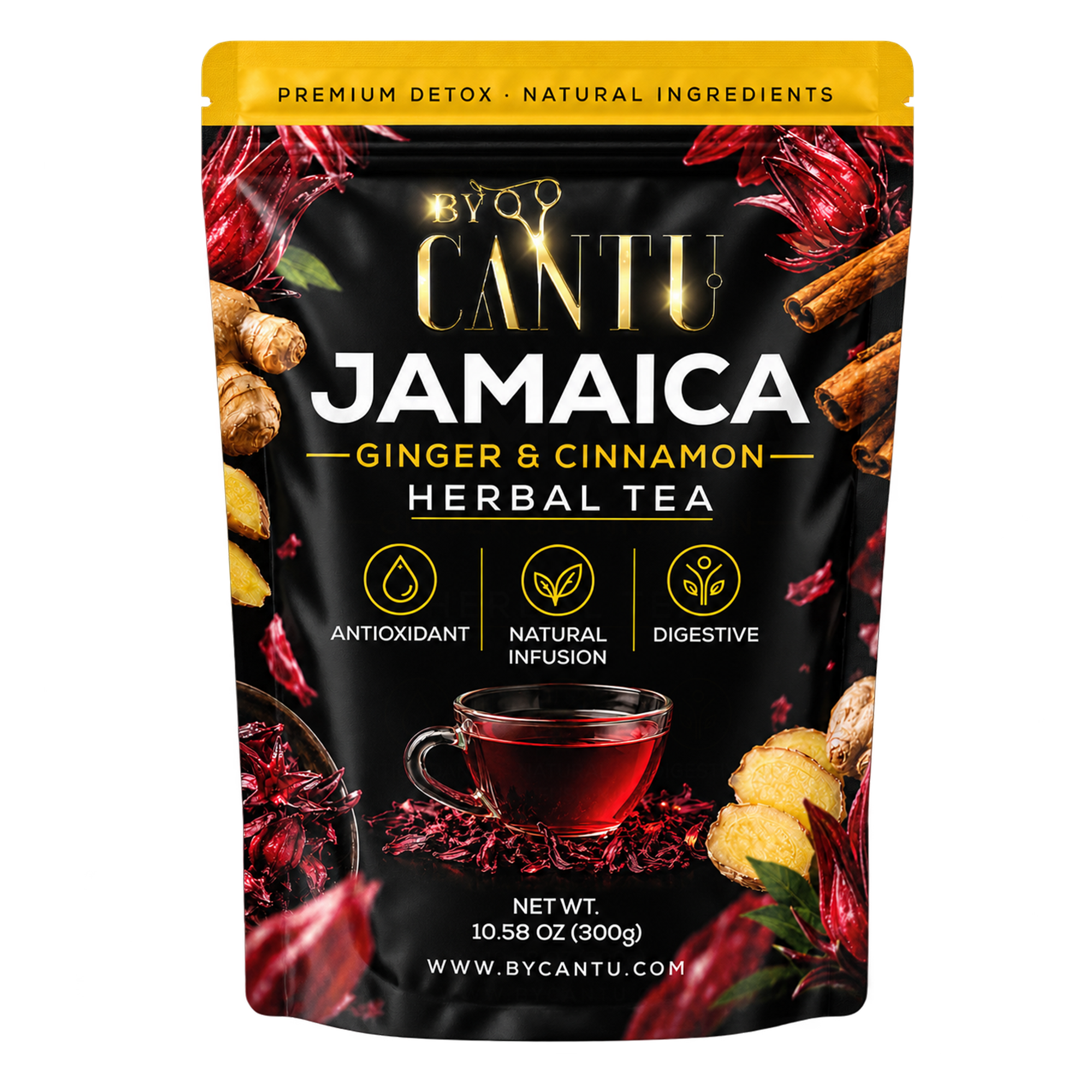 Jamaica Ginger & Cinnamon Herbal Tea By Cantu